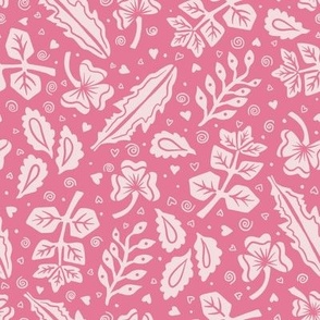 Magical meadow leaves - bubblegum pink