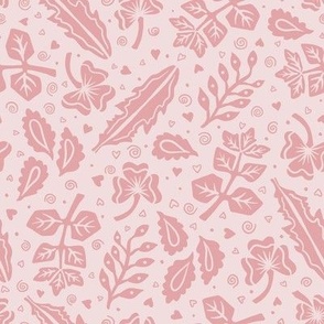 Magical meadow leaves on piglet pink