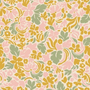abstract tropical floral- warm pastel