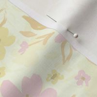 Butter and piglet painterly floral design with pale yellow background (medium size version)