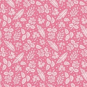 Magical meadow leaves on bubblegum pink - small