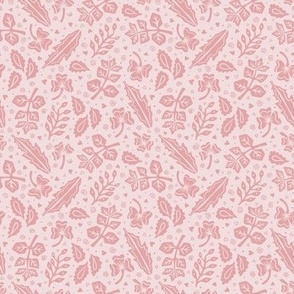 Magical meadow leaves on piglet pink - small