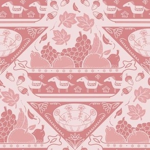 Fruit Bowl on piglet pink - damask