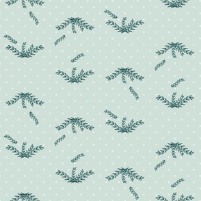 Wild Leaves with Polka dots in Green