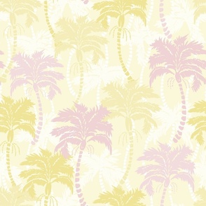 Boho Beach Tropical Palm Trees Butter yellow and Piglet pink by Jac Slade