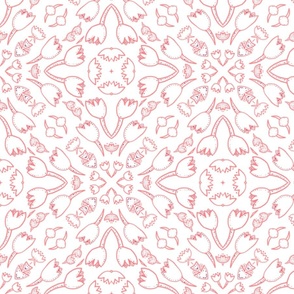 Red lineart tulip mosaic pattern
