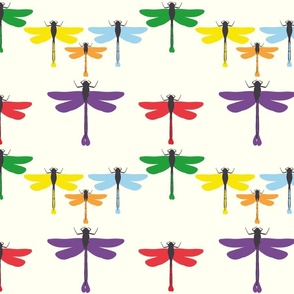 Dragonfly Flying  in Dragonflies Squadron -  Rainbow Pride Colours - Insects