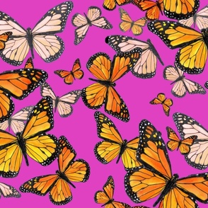 large- Darker2 -Monarch Migration-on Fuchsia