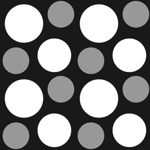 Big Black monochrome polka dots - Circular geometric