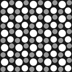 Polka dots and large circular geometric  - black n white monochrome 