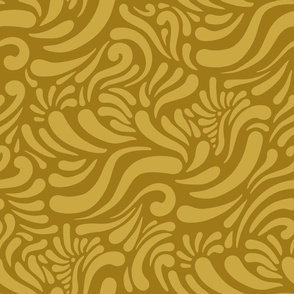 Abstract Swirls Mustard Gold