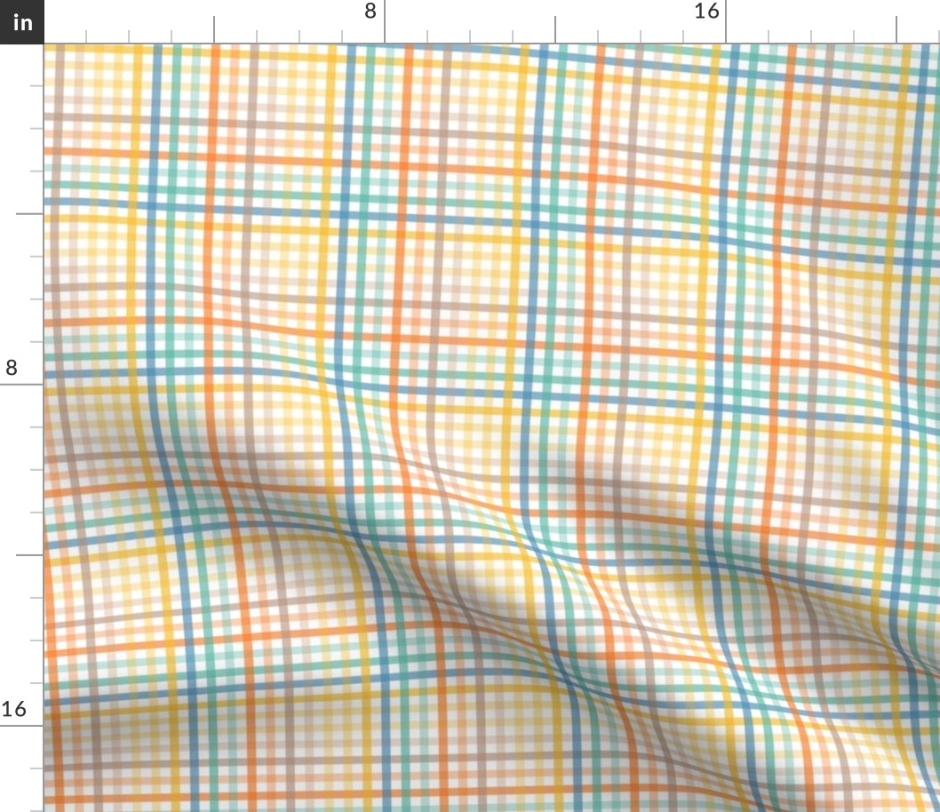 Yellow Orange Teal _Gingham Plaid SM_AMALFI