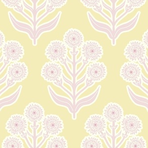 Sweet William Block Floral in Butter and Piglet (Large Scale)