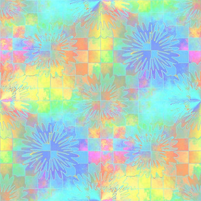 Pastel Checkerboard Starbursts18x18