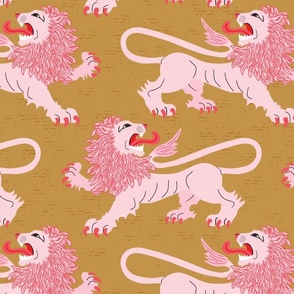 Asherah Medieval Lions | Ochre, Pink, + Red