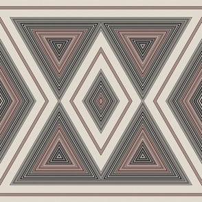 Rich Red Tribal Diamond Multi on Beige Linework Pattern