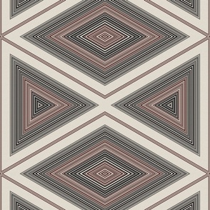 Rich Red Tribal Diamond Multi on Beige Linework Pattern Geometric 
