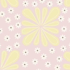 Tossed Daisies in Butter and Piglet Pink