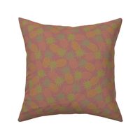 Small scattered bold pi-napples - vintage colors on rose