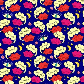 Whimsical pattern - bouches lunes Fd Bleu nuit-02