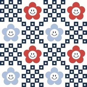 checkerboard, checkers, stars , retro, 90s, smiley, y2k, 4th of july, independence day, memorial day, kids, 