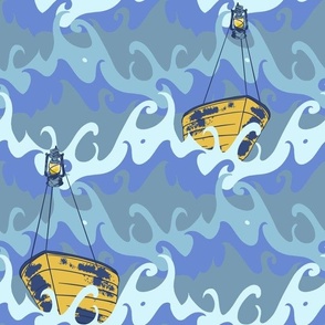 Ship Ahoy! (Seafoam and Yellow 12x12) from the Salty Sea collection by Betty Louise Studio