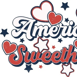 American Sweetheart , retro, hearts, distressed, 4th of july, independence day, memorial day, kids, panel