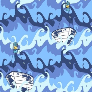 Ship Ahoy! (White & Blue 12x12) from the Salty Sea collection by Betty Louise Studio