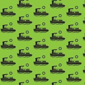  Colorful Pontoon Boat Floating in the Sunshine - Black & Lime Green