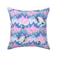 Ship Ahoy! (Pink & White 12x12) from the Salty Sea collection by Betty Louise Studio