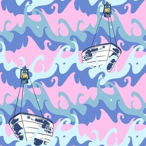 Ship Ahoy! (Pink & White 12x12) from the Salty Sea collection by Betty Louise Studio