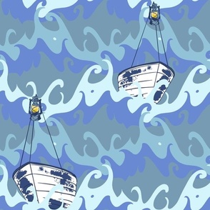 Ship Ahoy! (White & Seafoam) from the Salty Sea collection by Betty Louise Studio