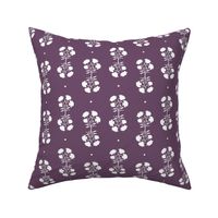 isabella double floral bouquet small scale | reversed | white on passion plum