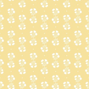 isabella double floral bouquet small scale | reversed | white on dayroom yellow