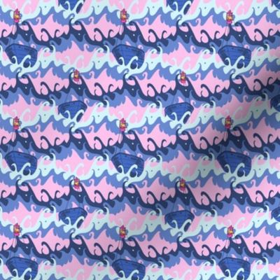 Ship Ahoy! (Pink & Blue 3x3) from the Salty Sea collection by Betty Louise Studio