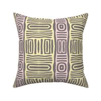 Pastel Yellow Pink Grey Tribal Mudcloth Pattern Smaller Scale