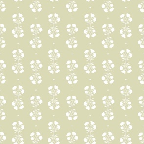 isabella double floral bouquet small scale | reversed | white on light green