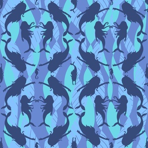 Synchronized Swim (Blues 24x24) from the Salty Sea collection by Betty Louise Studio