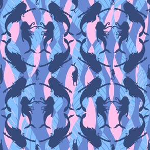 Synchronized Swim (Pink & Blue 24x24) from the Salty Sea collection by Betty Louise Studio