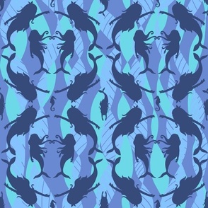 Synchronized Swim (Blue 24x24) from the Salty Sea collection by Betty Louise Studio