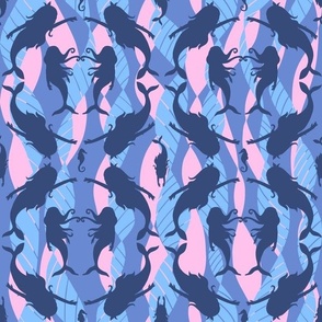 Synchronized Swim (Pink & Blue 12x12) from the Salty Sea collection by Betty Louise Studio