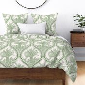 Large - Jungle cat palms - Garden Green - Block Print inspired - jaguar leopard animals - Maximalist Palms Springs Oasis Chic Island - Large Scale