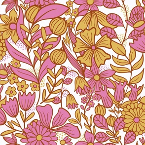 Susan spring floral pink and yellow large scale