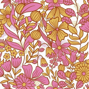 Susan spring floral pink and yellow medium scale