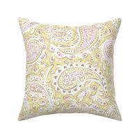 Amara Paisley Butter Yellow Piglet Pink Large Scale