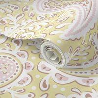 Amara Paisley Butter Yellow Piglet Pink Large Scale