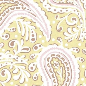Amara Paisley Butter Yellow Piglet Pink Large Scale