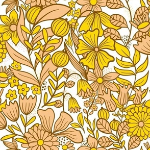 Susan spring vintage floral yellow brown small scale