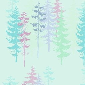 Pastel Pines in Aqua