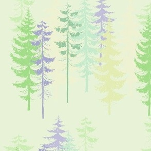 Pastel Pines in Light Green